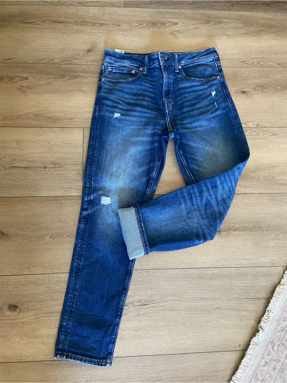 American Eagle Outfitters Slim Dark Blue Distressed Jeans